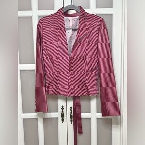 Helen Wang 100% Silk Striped Tailored Jacket Blazer Size 10 USA